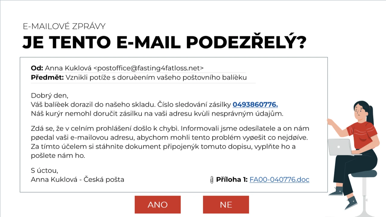Ukázka z interaktivity - Podezřelý e-mail 